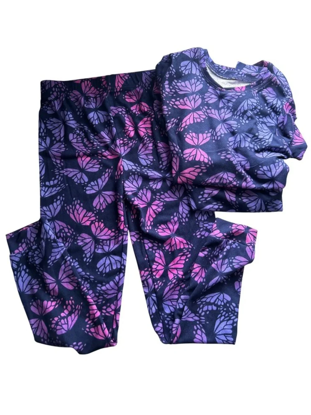 Cuddl Duds Girls 3-Pc Navy Butterfly & PJ Place Unicorn Pajama Pants 7/8 *READ*